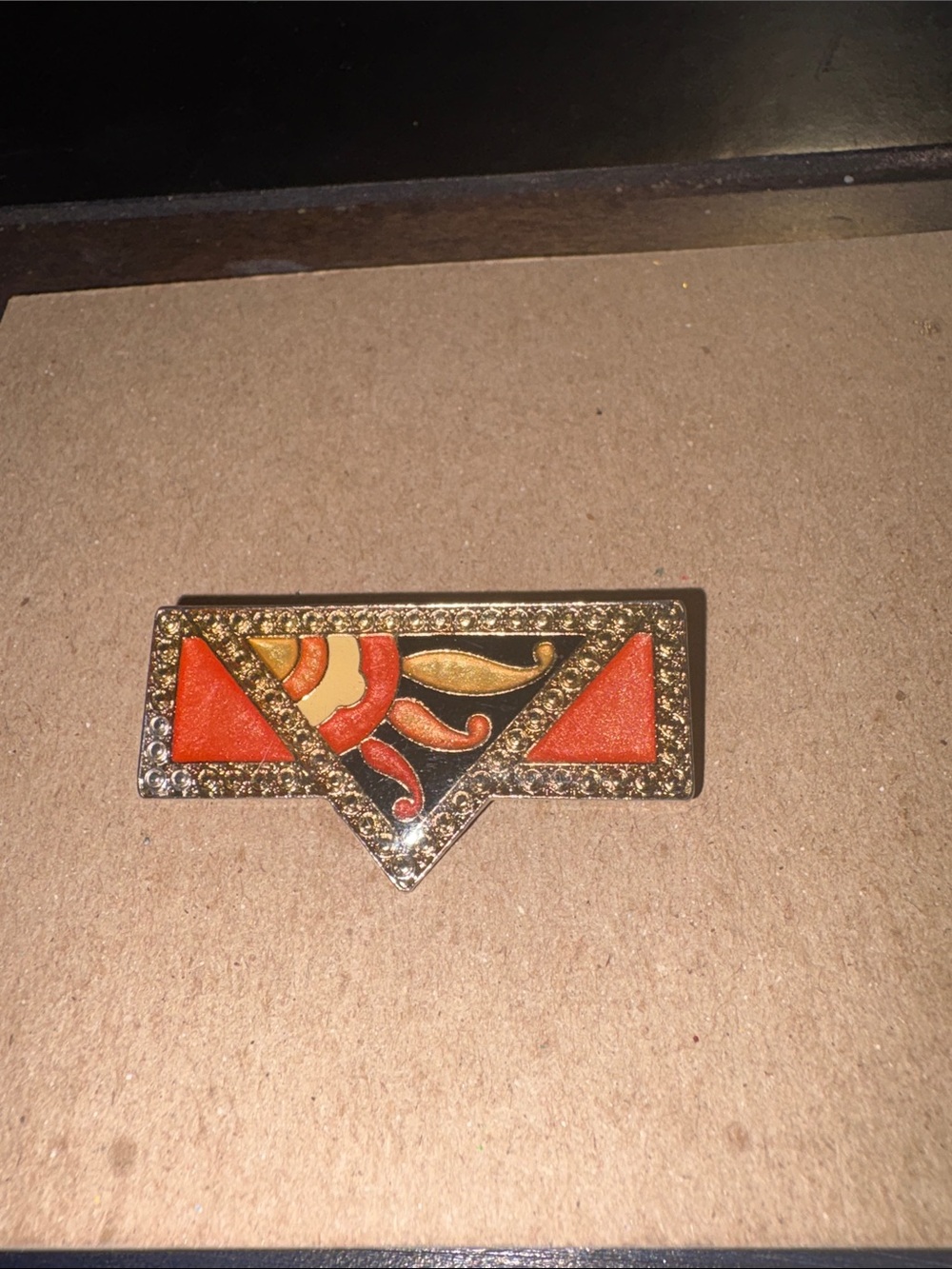 Pierre Rex Style Vintage-Inspired Orange Enamel Statement Brooch